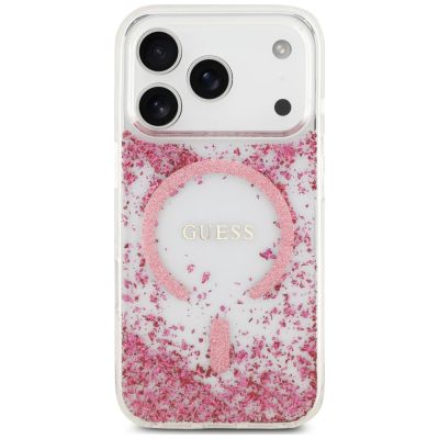 3. Guess MagSafe Hülle mit Glitzerboden aus Kunstharz für iPhone 18 Pro Max / 17 Pro Max – Pink