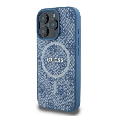 2. Guess 4G Ring Classic Logo MagSafe-Hülle für iPhone 16 Pro – blau
