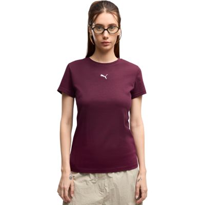 Damen-T-Shirt Puma Ess Centered Cat Logo Tee burgunderrot 692916 24