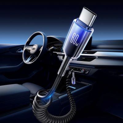 3. Joyroom S-A43 Crystal-Clear Series 60W USB-C - USB-C Spiralkabel 1,5 m - schwarz