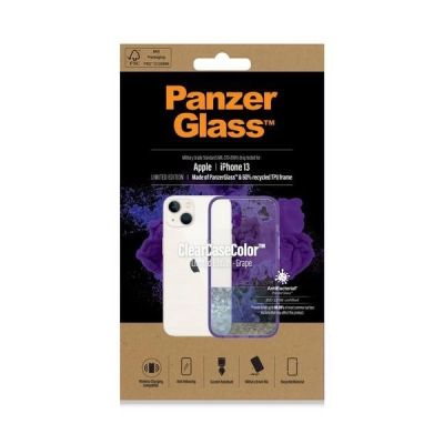 6. PanzerGlass ClearCase antibakterielle Hülle mit Militärzertifikat für iPhone 13 / 14 / 15 – transparentes Lila