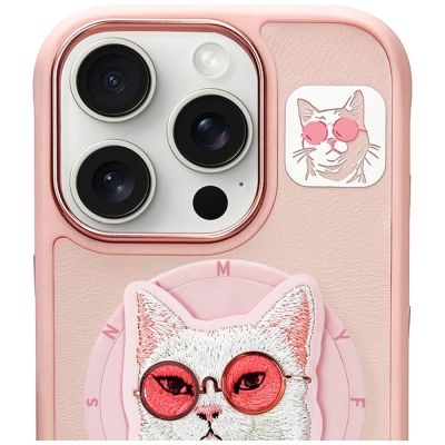2. Nimmy Glasses Cool Cat MagSafe Case für iPhone 16 Pro - Pink