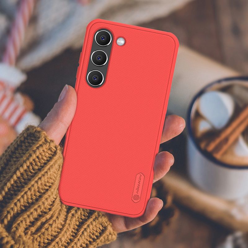 17. Nillkin Super Frosted Shield Pro Hülle für Samsung Galaxy S23+ gepanzerte Hülle + Telefonständer rot