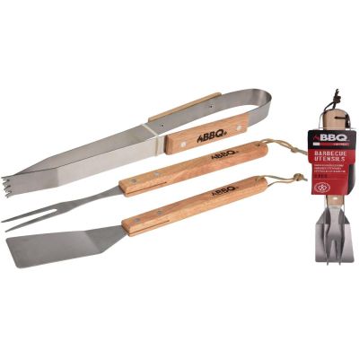 12. 3-in-1 Grillbesteck-Set mit Holzgriff