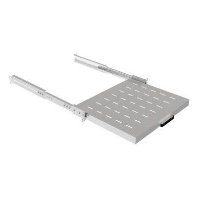 6. LANBERG Ausziehbarer Regalboden für 19"-Regalschränke 350 mm Grau (1 HE/445 x 350 mm Tragfähigkeit bis zu 35 kg, 4-Punkt-Befestigung)