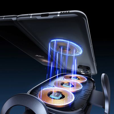 9. Baseus LightChaser BS-CM029 Autohalterung mit induktivem Dreifachspulen-Ladegerät – Schwarz