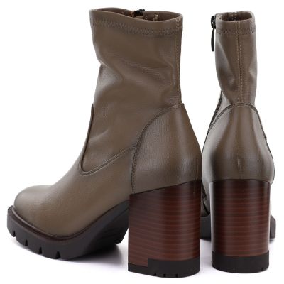 5. Damen-Ankle-Boots in Khaki mit Blockabsatz, Modell Potocki 12419