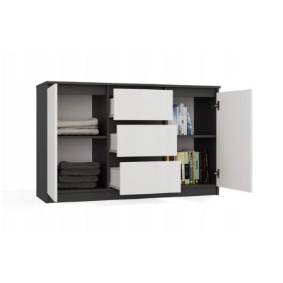 3. Kommode mit 2 Türen und 3 Schubladen, anthrazit/weiß, Set