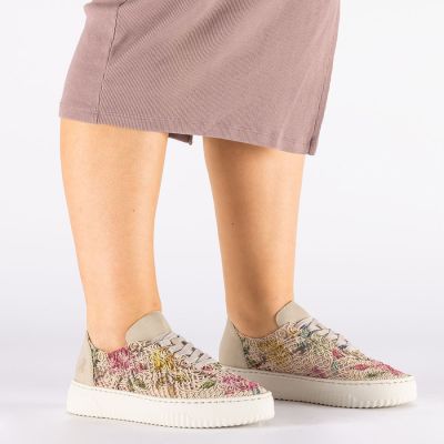 6. Damenschuhe mit durchbrochenem Blumenmuster, beige, Rieker N9919-91