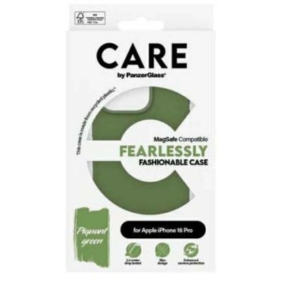 4. CARE by PanzerGlass Fashion Case mit MagSafe für iPhone 16 Pro – Grün