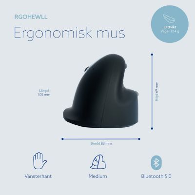 14. Ergonomische R-Go Pele HE Bluetooth-Maus für Linkshänder, sidabrina