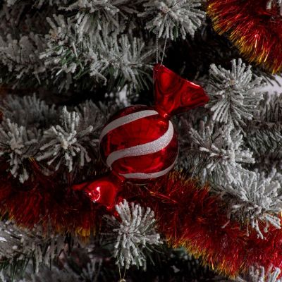 4. GLAS-CHRISTBAUMKUGEL IN BONBONFORM MICA ROT