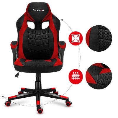 12. Huzaro FORCE 2.5 Gaming-Stuhl aus rotem Netzgewebe