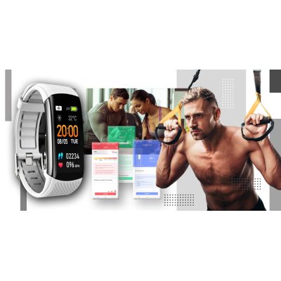 6. Smartwatch GIEWONT Schwarz und Weiß 2 Armbänder GW200-2