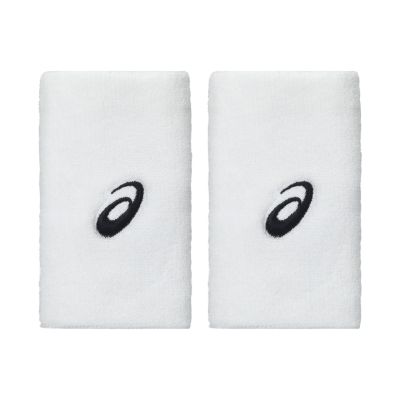 Asics Wrist Band Long Schweißband für das Handgelenk, 2 Stück, weiß, 3043A142 100
