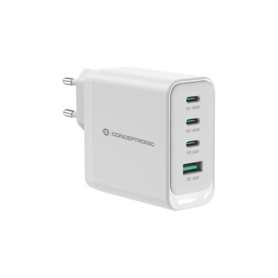6. Conceptronic ALTHEA22W100 Universal-Ladegerät für Mobilgeräte, Weiß, AC-Schnellladefunktion, intern