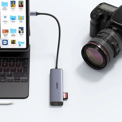 23. Ugreen CM512 90568 USB-C-Adapter – 2x USB-A 3.0 / HDMI / RJ45 / SD- und TF-Kartenleser / USB-C PD 100 W – Grau