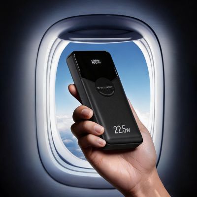 8. Wozinsky WFC-15B 20000mAh 22,5W PD20W Powerbank mit integrierten Lightning und USB-C-Kabeln – Schwarz