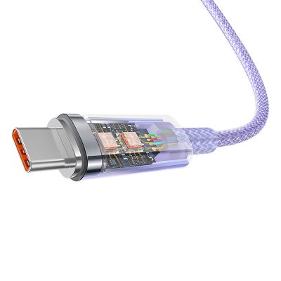 5. Baseus Explorer 100W USB-A-auf-USB-C-Kabel mit intelligentem Temperatursensor, 1 m – Lila