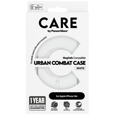 3. CARE by PanzerGlass Flagship Urban Combat White MagSafe iPhone 16e Hülle - Durchsichtig