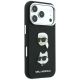 4. Karl Lagerfeld Saffiano-Hülle mit Karl & Choupette-Kopf-Pins und Logo für iPhone 18 Pro / 17 Pro – Schwarz