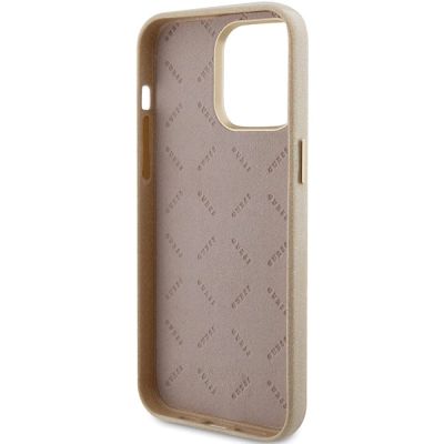 7. Guess Glitter Glossy Script Hülle für iPhone 15 Pro Max – Gold