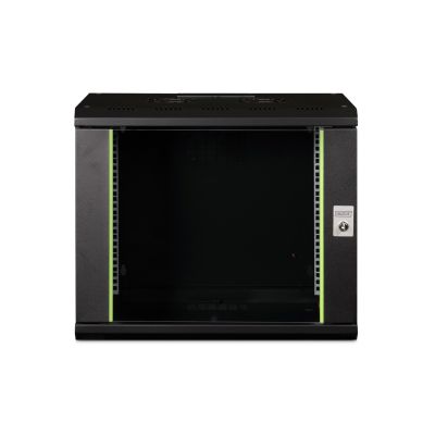 35. Digitus Unique 19" 9U Rackmount-Netzwerkschrank, 600 x 450 mm, Glastür, schwarz, ungeteilt, montiert, 100 kg
