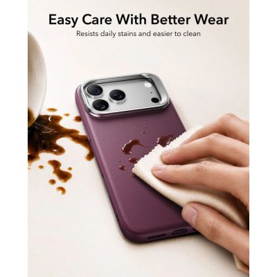 5. Hülle ESR Atelier Kickstand MagSafe für iPhone 18 Pro / 17 Pro - burgunderrot