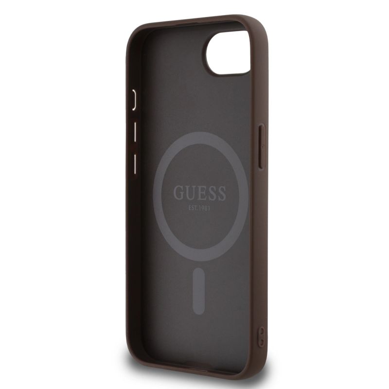 7. Guess PU 4G Peony Case mit MagSafe für iPhone 16e - Braun
