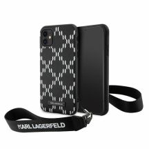 Karl Lagerfeld KLHCN61SAKLMBSK iPhone 11 / Xr 6,1" schwarz/schwarzes Hardcase Monogram Losange Saffiano