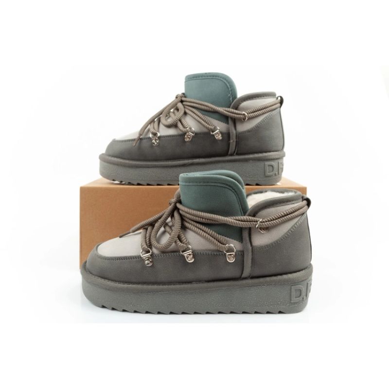 10. D.Franklin Damen Winter Schneestiefel Modische isolierte Stiefeletten Grau