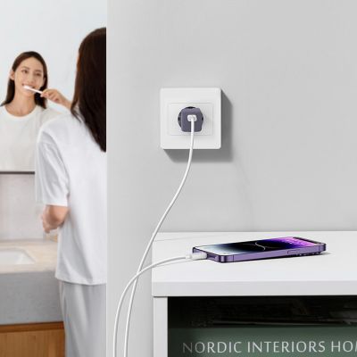 7. Baseus GaN5 30W USB-C EU-Wandladegerät – Lila
