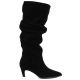 6. Damen-Lederstiefel, gerüscht, schwarz, Vinceza ZHI27-89167