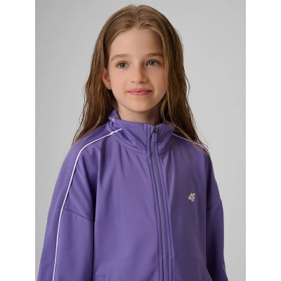 4. Lockerer Sport-Sweatshirt für Mädchen ohne Kapuze 4F 4FJRSS26TSWSF3057-51S