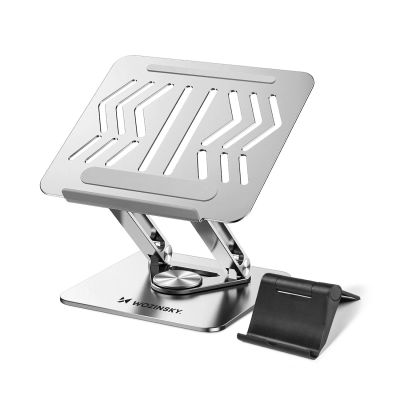 Wozinsky WRS-CPY84SS Laptop- und Tablet-Ständer aus Aluminium + gratis Smartphone-Ständer – Silber