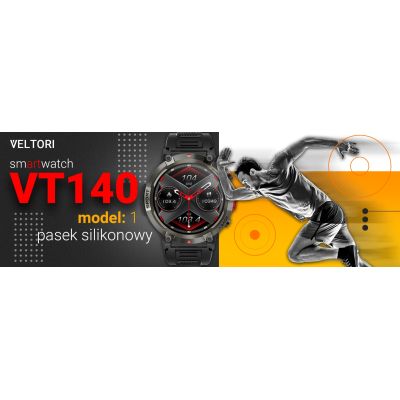 8. VELTORI VT140-1 Smartwatch Schwarzes Silikonarmband