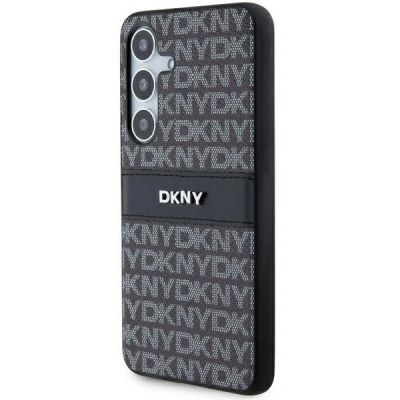 8. DKNY Leder Mono Stripe & Metal Logo Hülle für Samsung Galaxy S24 – Schwarz