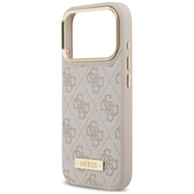 6. Guess 4G Logo Plate MagSafe Hülle für iPhone 18 Pro / 17 Pro – rosa