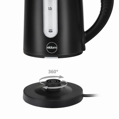 9. ELDOM Kabelloser Wasserkocher C185C TRIPO Schwarz 1000W 0,8 L, BPA-frei, isoliert