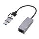 GEMBIRD Netzwerkkarte USB 3.1 + Typ-C auf LAN 2,5 Gbit/s Grau