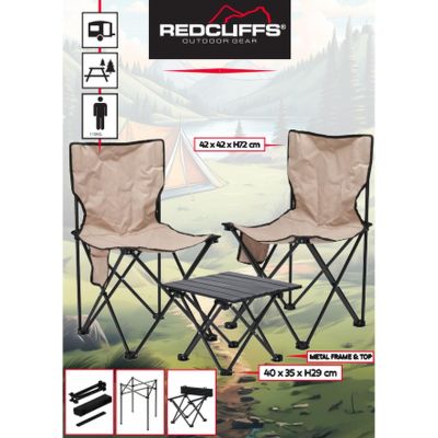 23. 3-in-1 Faltbares Reiseset: Tisch und 2 Stühle, Redcliffs Beige