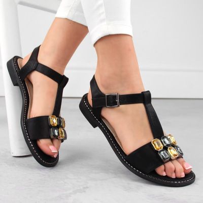2. Bequeme Sandalen mit Zirkonen S.Barski W OLI261A schwarz