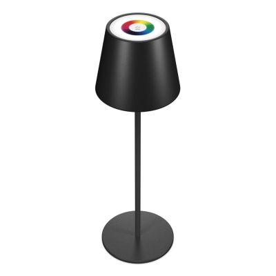 RealPower LED-RGB Tischlampe dimmbar mit Akku, schwarz