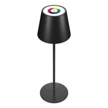 RealPower LED-RGB Tischlampe dimmbar mit Akku, schwarz