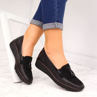 6. Rieker W RKR395 schwarze Keilschuhe