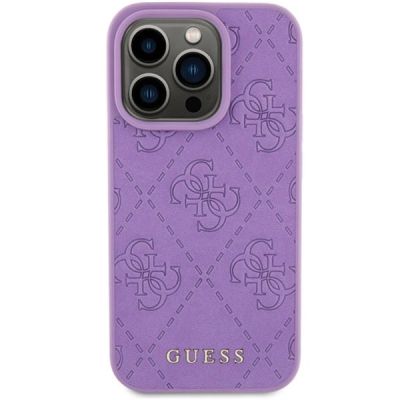 3. Guess Leder 4G Stamped Hülle für iPhone 15 Pro – Lila