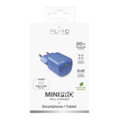 2. Puro 20W GaN USB-C Wandladegerät – blau