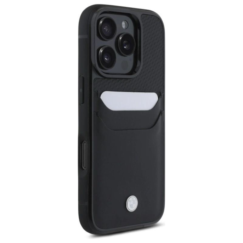 4. BMW Lederhülle mit Kartenfach für iPhone 16 Pro Max – Schwarz