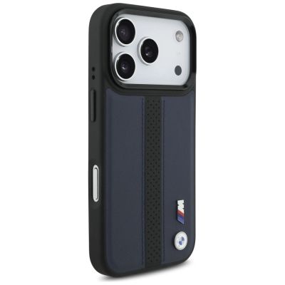 4. BMW M MagSafe Hülle mit perforiertem Streifenlogo für iPhone 17 Pro – Marineblau