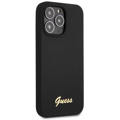 4. Guess GUHCP13XLSLMGBK iPhone 13 Pro Max 6,7" schwarz/schwarzes Hardcase Silikon Script Gold Logo